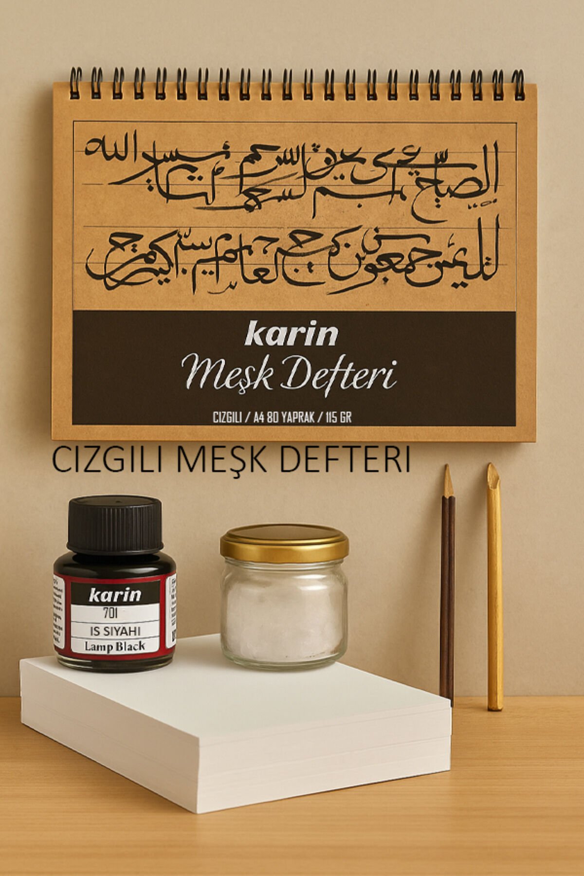 Hat Başlangıç Seti 105 PARÇA  Hat Seti Hat Defreri Bambu Kalem İs Mürekkebi Çi̇zgi̇li̇
