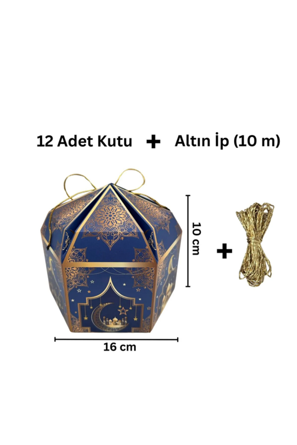 12'li Hediye Kutusu ve 10 Metre Altın İp  Ramazan Hediye Kutusu